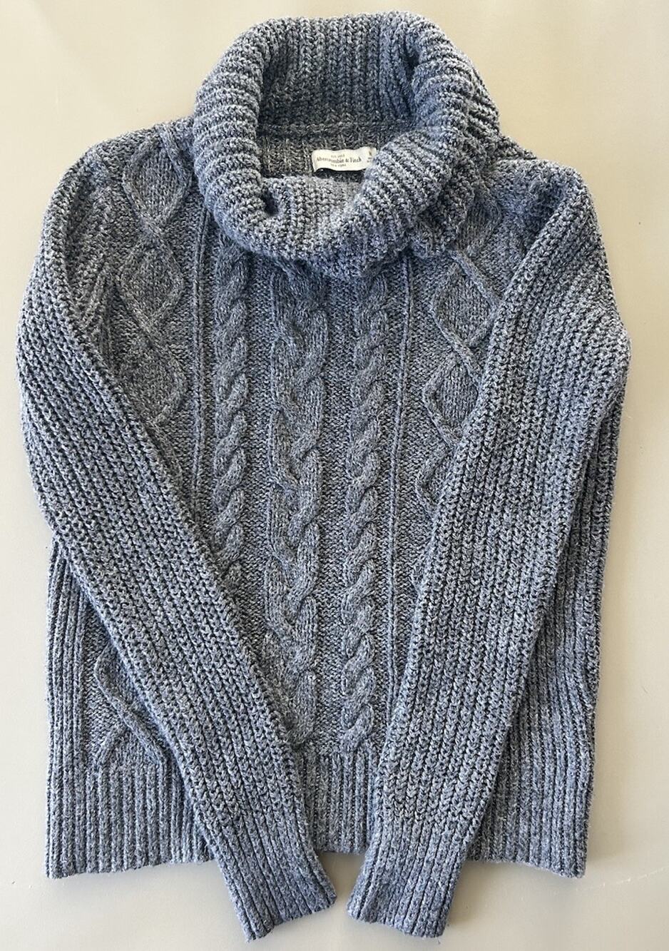 Abercrombie & Fitch Gray Chunky Ribbed Cable Knit Turtleneck Pullover Sweater M